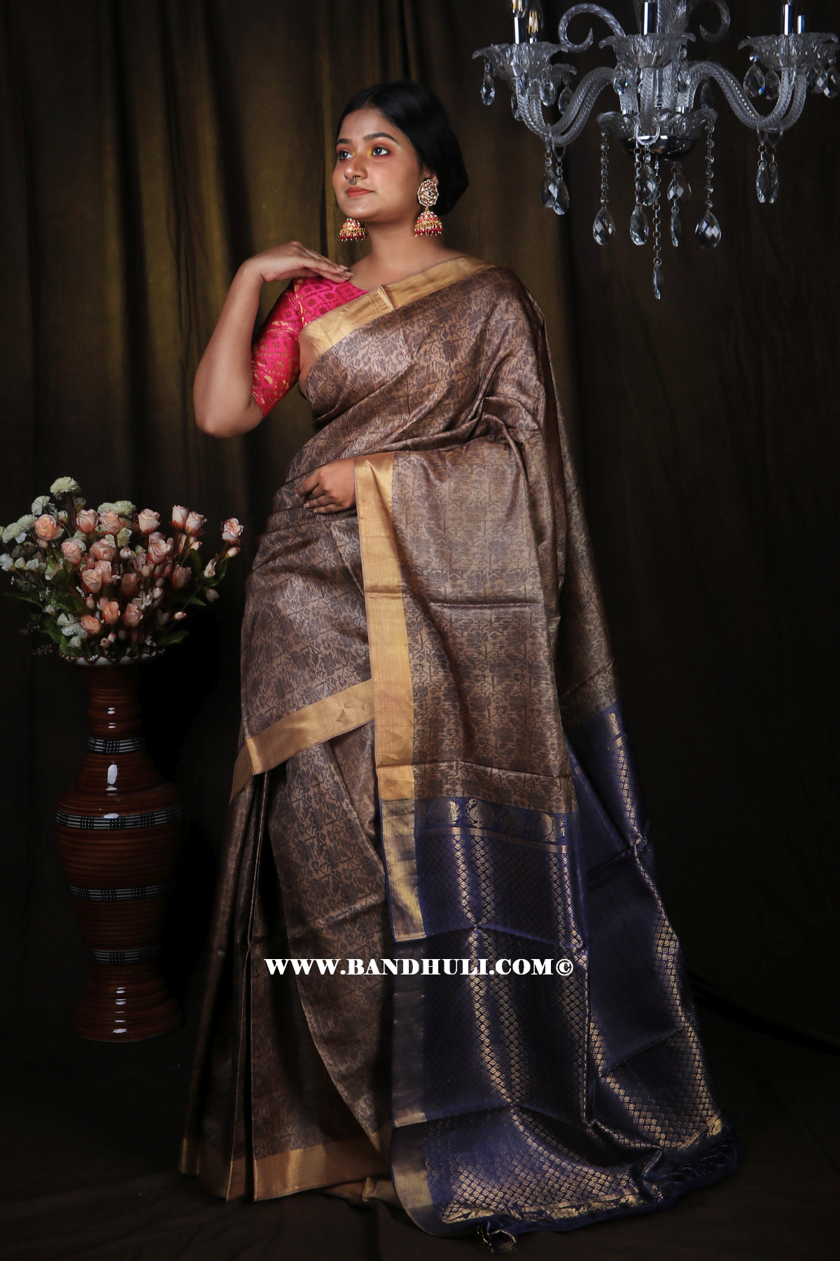 Brown Tussar Saree